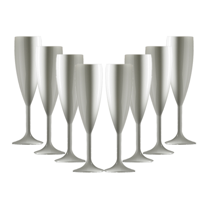 White Coloured Champagne Flute set of 8